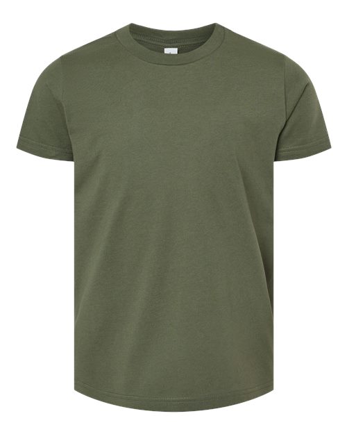 BELLA + CANVAS Youth Jersey Tee 3001Y Military Green Custom Embroidered Business Logo