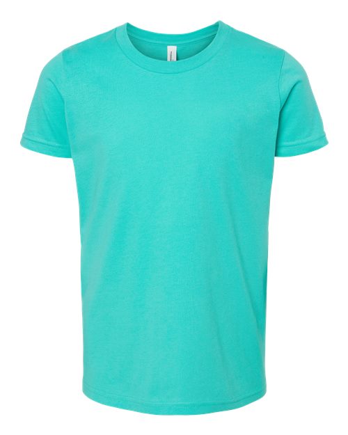 BELLA + CANVAS Youth Jersey Tee 3001Y Teal Custom Embroidered Business Logo