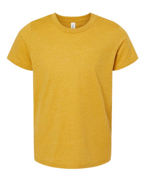 BELLA + CANVAS Youth CVC Jersey Tee 3001YCVC Heather Mustard Custom Embroidered Business Logo