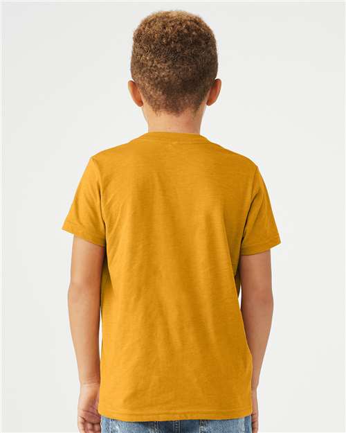 BELLA + CANVAS Youth CVC Jersey Tee 3001YCVC Heather Mustard Custom Embroidered Business Logo