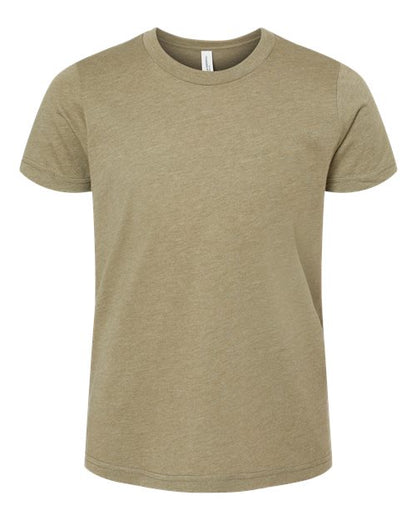 BELLA + CANVAS Youth CVC Jersey Tee 3001YCVC Heather Olive Custom Embroidered Business Logo