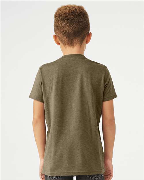 BELLA + CANVAS Youth CVC Jersey Tee 3001YCVC Heather Olive Custom Embroidered Business Logo