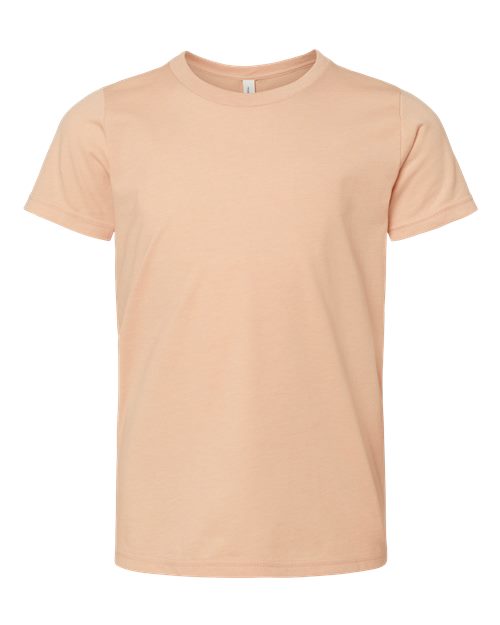 BELLA + CANVAS Youth CVC Jersey Tee 3001YCVC Heather Peach Custom Embroidered Business Logo