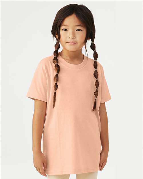 BELLA + CANVAS Youth CVC Jersey Tee 3001YCVC Heather Orchid Custom Embroidered Business Logo