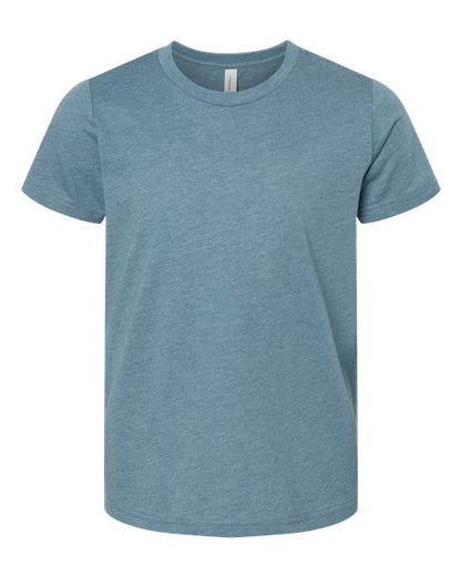 BELLA + CANVAS Youth CVC Jersey Tee 3001YCVC Heather Slate Custom Embroidered Business Logo