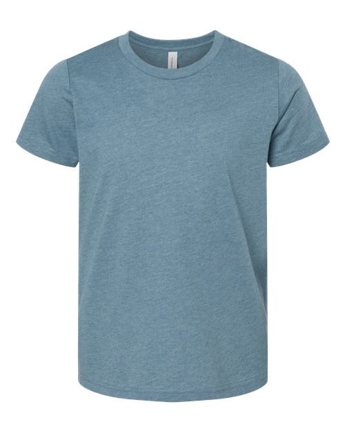 BELLA + CANVAS Youth CVC Jersey Tee 3001YCVC Heather Slate Custom Embroidered Business Logo