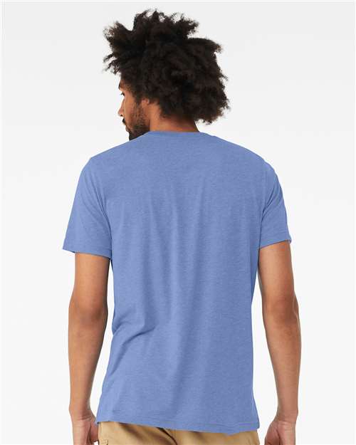 BELLA + CANVAS Triblend Tee 3413 Solid Blue Triblend Custom Embroidered Business Logo