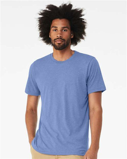 Custom Embroidered  BELLA + CANVAS Triblend Tee 3413 Solid Blue Triblend