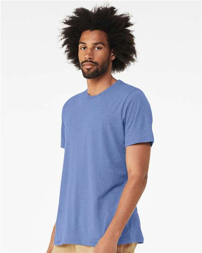 BELLA + CANVAS Triblend Tee 3413 Solid Blue Triblend Custom Embroidered Business Logo