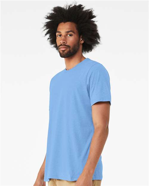 BELLA + CANVAS Triblend Tee 3413 Solid Carolina Blue Triblend Custom Embroidered Business Logo