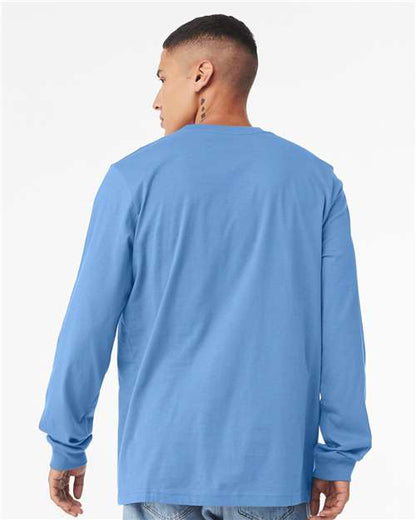 BELLA + CANVAS Heather CVC Long Sleeve Tee 3501CVC Heather Carolina Blue Custom Embroidered Business Logo