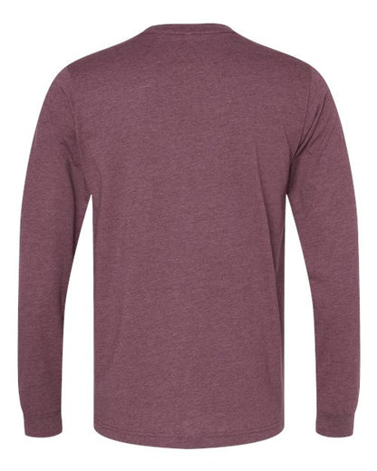 BELLA + CANVAS Heather CVC Long Sleeve Tee 3501CVC Heather Maroon Custom Embroidered Business Logo