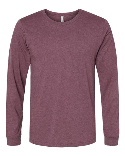 BELLA + CANVAS Heather CVC Long Sleeve Tee 3501CVC Heather Maroon Custom Embroidered Business Logo