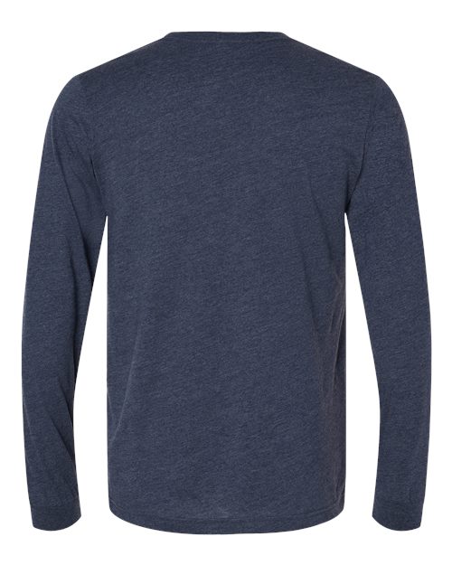 BELLA + CANVAS Heather CVC Long Sleeve Tee 3501CVC Heather Midnight Navy Custom Embroidered Business Logo