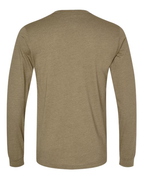 BELLA + CANVAS Heather CVC Long Sleeve Tee 3501CVC Heather Olive Custom Embroidered Business Logo