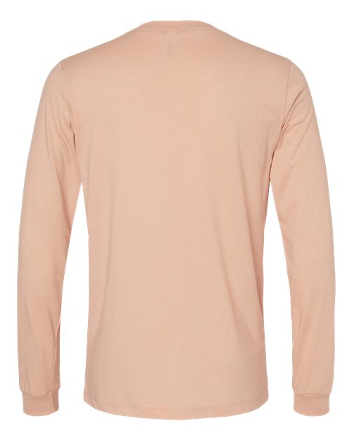 BELLA + CANVAS Heather CVC Long Sleeve Tee 3501CVC Heather Peach Custom Embroidered Business Logo