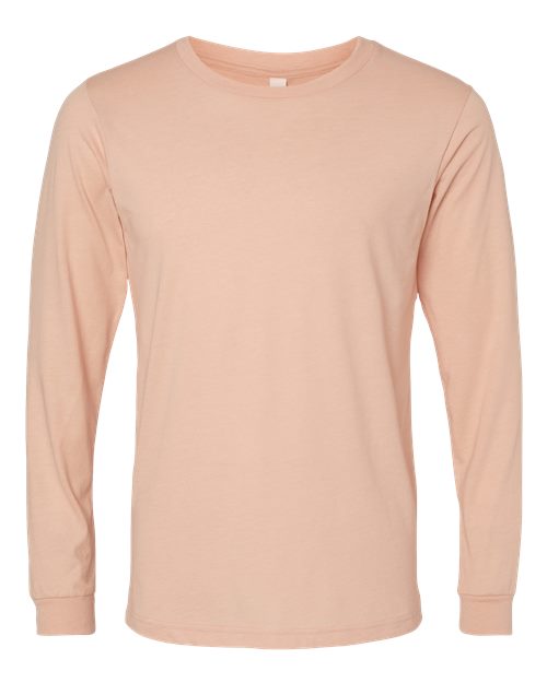 BELLA + CANVAS Heather CVC Long Sleeve Tee 3501CVC Heather Peach Custom Embroidered Business Logo