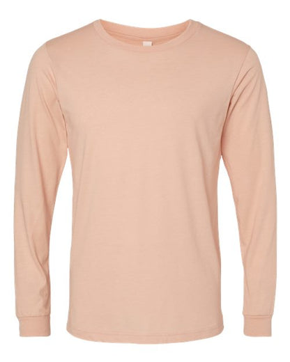 BELLA + CANVAS Heather CVC Long Sleeve Tee 3501CVC Heather Peach Custom Embroidered Business Logo