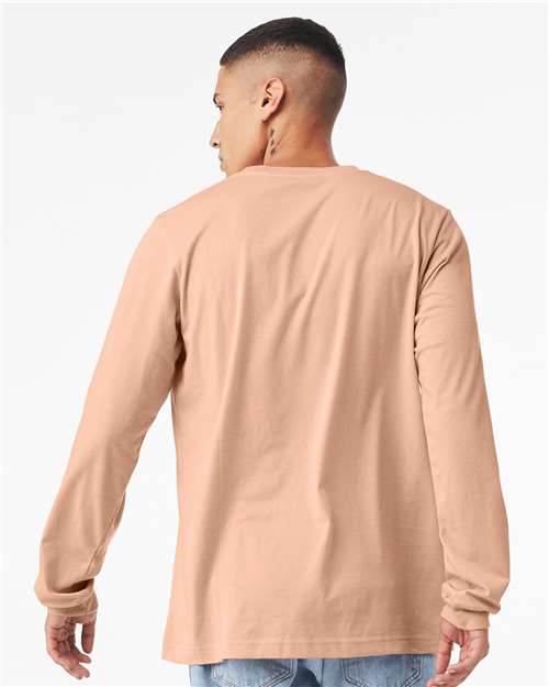 BELLA + CANVAS Heather CVC Long Sleeve Tee 3501CVC Heather Peach Custom Embroidered Business Logo