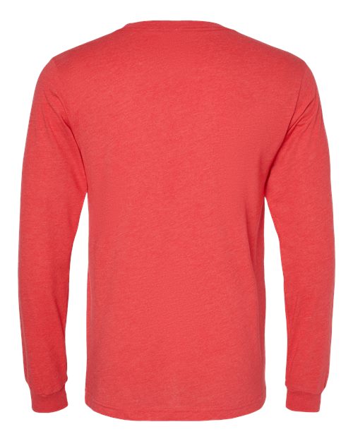 BELLA + CANVAS Heather CVC Long Sleeve Tee 3501CVC Heather Red Custom Embroidered Business Logo