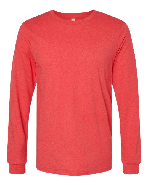 BELLA + CANVAS Heather CVC Long Sleeve Tee 3501CVC Heather Red Custom Embroidered Business Logo