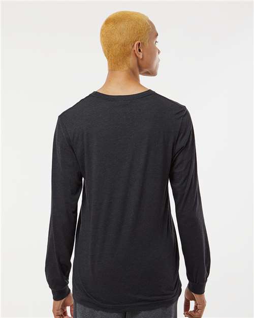 BELLA + CANVAS Triblend Long Sleeve Tee 3513 Black Heather Triblend Custom Embroidered Business Logo