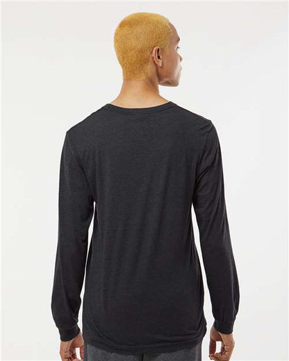 BELLA + CANVAS Triblend Long Sleeve Tee 3513 Black Heather Triblend Custom Embroidered Business Logo
