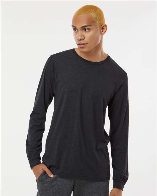 BELLA + CANVAS Triblend Long Sleeve Tee 3513 Athletic Grey Triblend Custom Embroidered Business Logo
