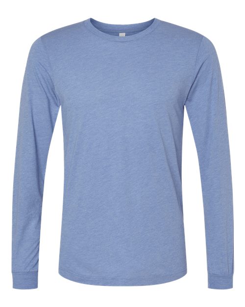 BELLA + CANVAS Triblend Long Sleeve Tee 3513 Blue Triblend Custom Embroidered Business Logo