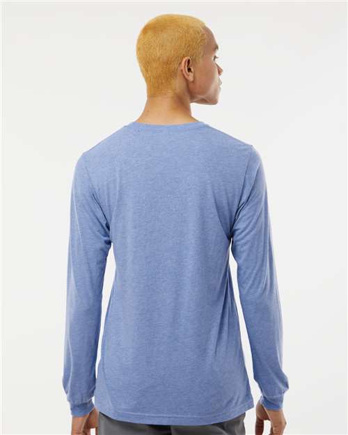 BELLA + CANVAS Triblend Long Sleeve Tee 3513 Blue Triblend Custom Embroidered Business Logo