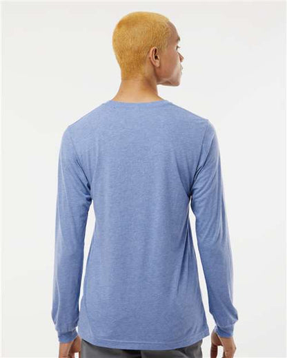 BELLA + CANVAS Triblend Long Sleeve Tee 3513 Blue Triblend Custom Embroidered Business Logo