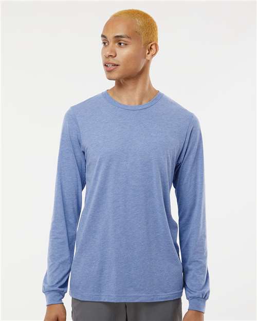 Custom Embroidered  BELLA + CANVAS Triblend Long Sleeve Tee 3513 Blue Triblend