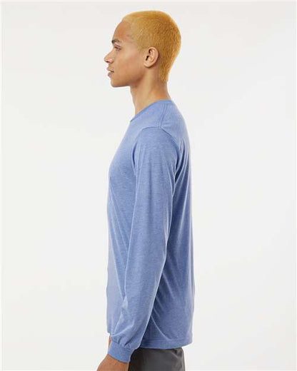 BELLA + CANVAS Triblend Long Sleeve Tee 3513 Blue Triblend Custom Embroidered Business Logo