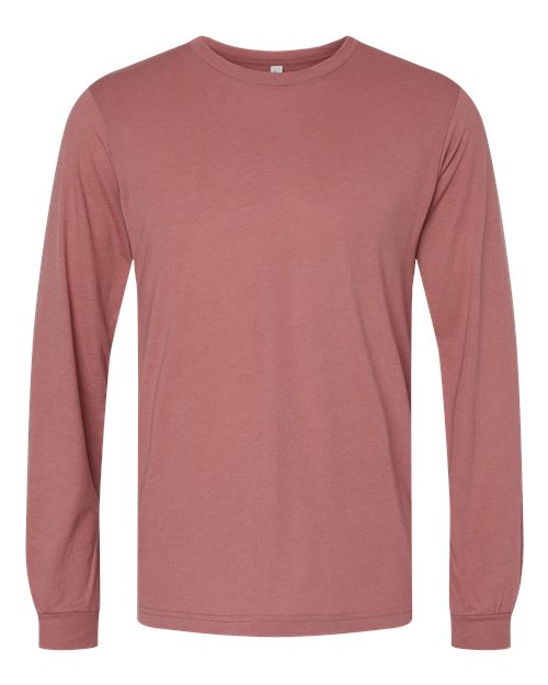 BELLA + CANVAS Triblend Long Sleeve Tee 3513 Mauve Triblend Custom Embroidered Business Logo