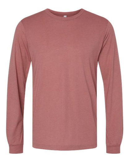 BELLA + CANVAS Triblend Long Sleeve Tee 3513 Mauve Triblend Custom Embroidered Business Logo