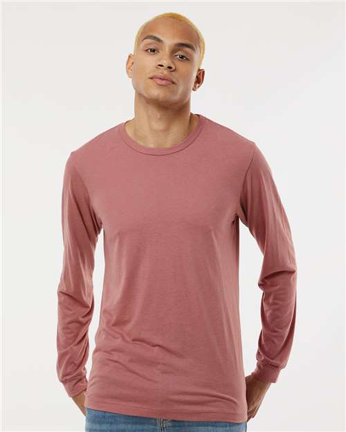 Custom Embroidered  BELLA + CANVAS Triblend Long Sleeve Tee 3513 Mauve Triblend