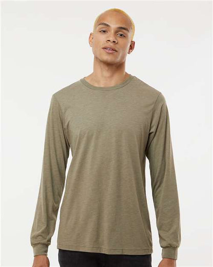 BELLA + CANVAS Triblend Long Sleeve Tee 3513 Oatmeal Triblend Custom Embroidered Business Logo