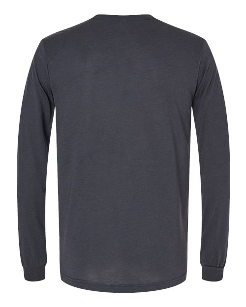 BELLA + CANVAS Triblend Long Sleeve Tee 3513 Solid Black Triblend Custom Embroidered Business Logo