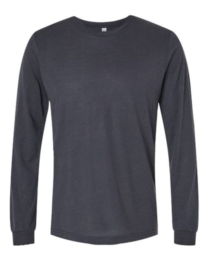 BELLA + CANVAS Triblend Long Sleeve Tee 3513 Solid Black Triblend Custom Embroidered Business Logo