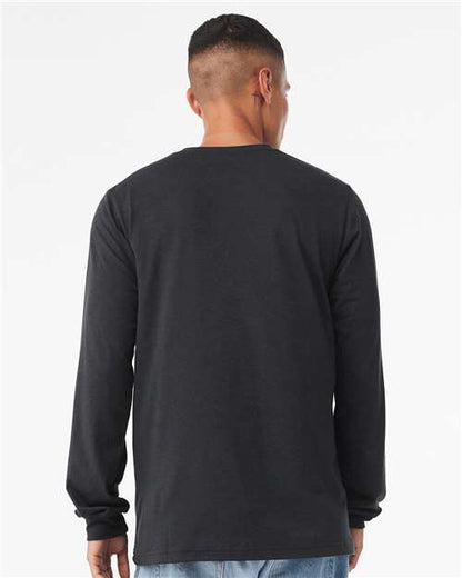 BELLA + CANVAS Triblend Long Sleeve Tee 3513 Solid Dark Grey Triblend Custom Embroidered Business Logo