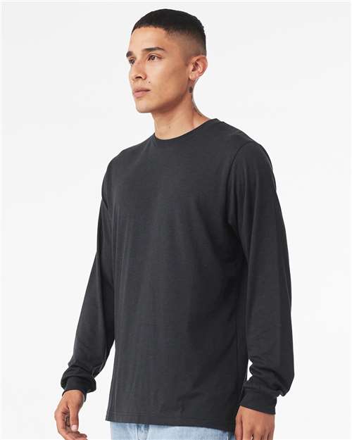 BELLA + CANVAS Triblend Long Sleeve Tee 3513 Solid Dark Grey Triblend Custom Embroidered Business Logo