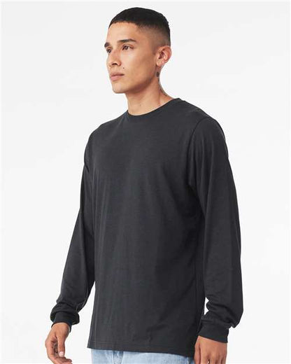 BELLA + CANVAS Triblend Long Sleeve Tee 3513 Solid Dark Grey Triblend Custom Embroidered Business Logo