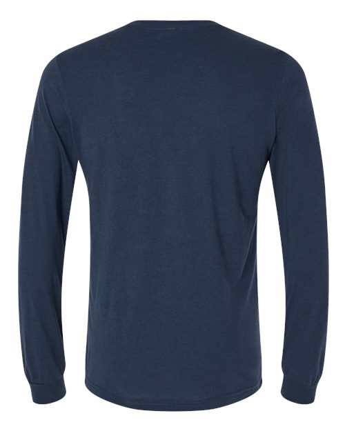 BELLA + CANVAS Triblend Long Sleeve Tee 3513 Solid Dark Grey Triblend Custom Embroidered Business Logo
