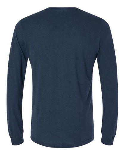 BELLA + CANVAS Triblend Long Sleeve Tee 3513 Solid Dark Grey Triblend Custom Embroidered Business Logo