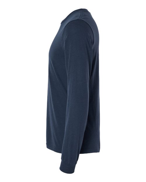 BELLA + CANVAS Triblend Long Sleeve Tee 3513 Solid Navy Triblend Custom Embroidered Business Logo