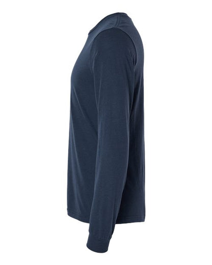 BELLA + CANVAS Triblend Long Sleeve Tee 3513 Solid Navy Triblend Custom Embroidered Business Logo