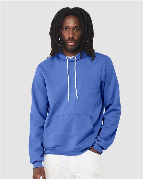Custom Embroidered  BELLA + CANVAS Sponge Fleece Hoodie 3719 Heather Columbia Blue