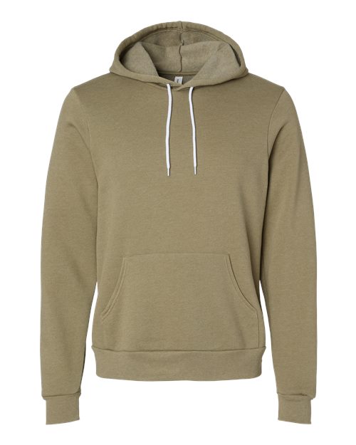 BELLA + CANVAS Sponge Fleece Hoodie 3719 Heather Olive Custom Embroidered Business Logo