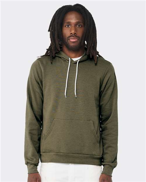 BELLA + CANVAS Sponge Fleece Hoodie 3719 Heather Navy Custom Embroidered Business Logo