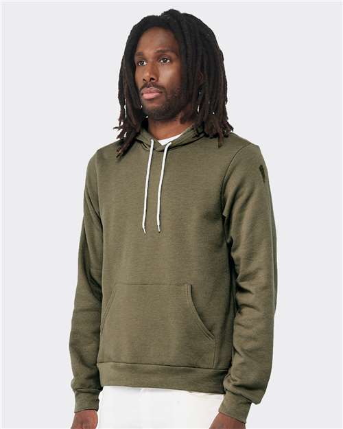 BELLA + CANVAS Sponge Fleece Hoodie 3719 Heather Olive Custom Embroidered Business Logo